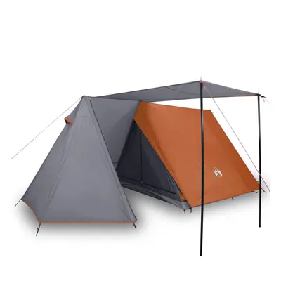 vidaXL Camping Tent Persons Lightweight Tent Grey and Orange 185T Taffeta