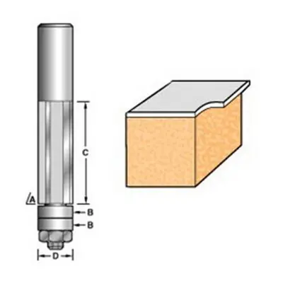 Trend 46/82X1/2TC 46/82 x 1/2 TCT 90Â° Bearing Guided Triple Flute Cutter 12.7 x 38.1mm