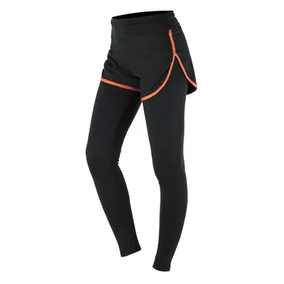 (Orange, M) Women's Gym Sport Yoga Leggings Fake Two Piece Slim Full Length Pants