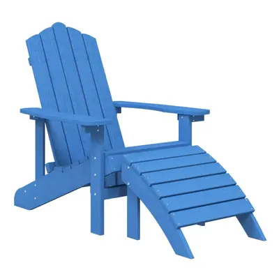 vidaXL Garden Adirondack Chair with Footstool HDPE Aqua Blue Outdoor Seating