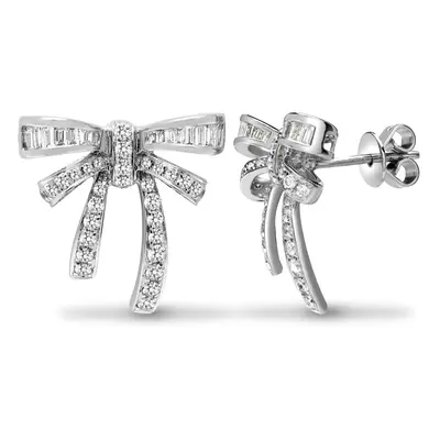 Jewelco London Solid 18ct White Gold Channel Set Baguette G SI1 0.76ct Diamond Drop Stud Earring