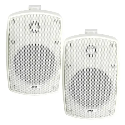 2x 4" 60W White Outdoor Rated Speakers OHM Weatherproof Wall Mounted HiFi