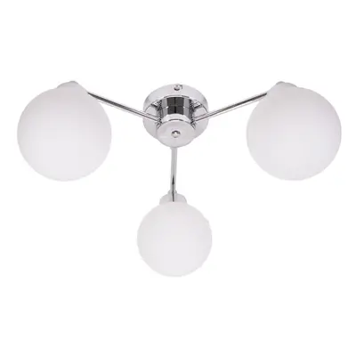 ValueLights Jonah Silver Arm Globe Shade Flush Ceiling Light & Bulbs