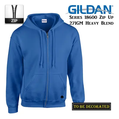 (L) Gildan Royal Blue Zip Up Hoodie Hooded Sweatshirt Sweater Fleece