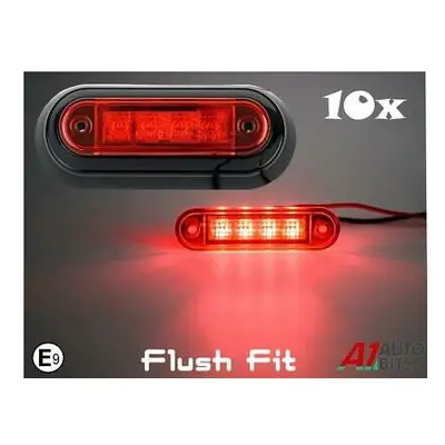 10x Flush Fit Led Red Rear Side Marker Lights Lamps For Kelsa Bar 12V 24V E9