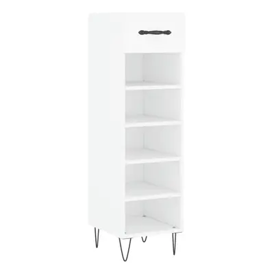 (white) vidaXL Shoe Cabinet Shoe Storage Cupboard Shoe Rack Smoked Oak Engineered Wood