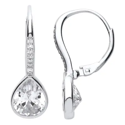 Jewelco London Ladies Sterling Silver Pear Cubic zirconia Falling Raindrops Drop Earrings - GVE6