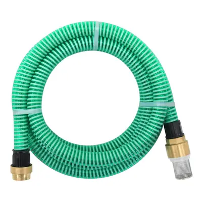 vidaXL Suction Hose Garden Hose Pipe with Brass Connectors Green 1.1" m PVC