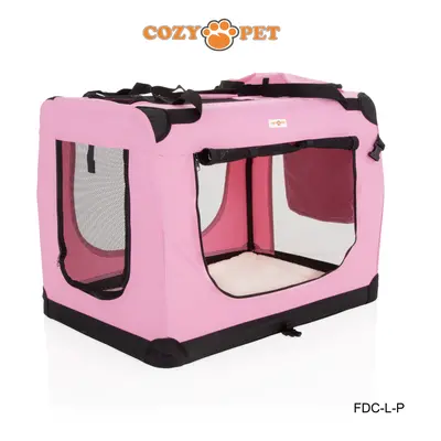 Fabric Dog Crate Pink, Size 82cm, Cat Pet Carrier by Cozy Pet Transport Travel Cage FDC-L-P