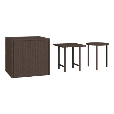 vidaXL Garden Side Tables Dining Table Outdoor Table pcs Brown Poly Rattan