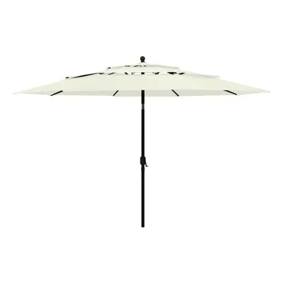 vidaXL 3-Tier Parasol with Aluminium Pole Sand Outdoor Patio Sunshade Cover