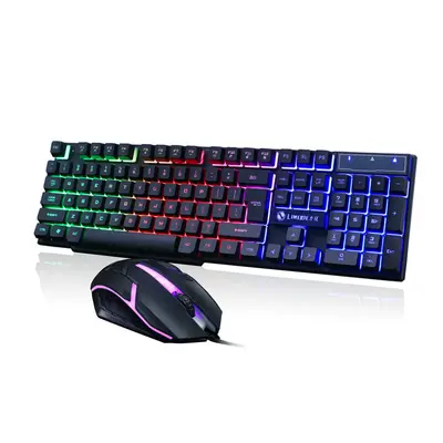 104 Keys Keyboard USB Wired RGB Backlight Desktop Keyboard Mouse Combo Gaming for PC Laptop Game