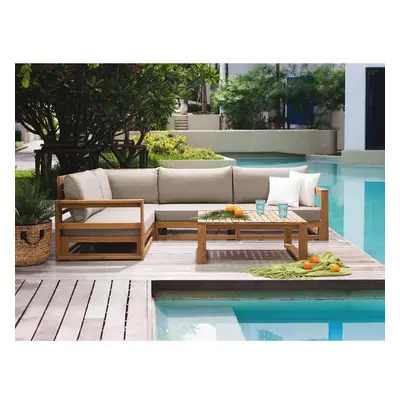 Sectional Outdoor Sofa Set - 5- Piece Patio Conversation Set - Brown - TIMOR