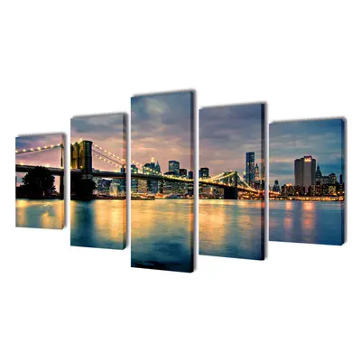 (Brooklyn bridge river view, x cm) vidaXL Canvas Wall Print Set Home Artwork 200x100cm/100X50cm 