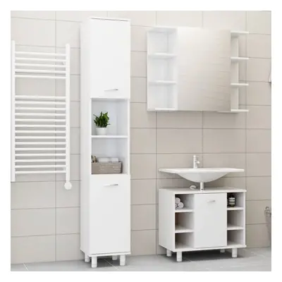 vidaXL Bathroom Furniture Set Piece High Gloss White Chipboard Furniture