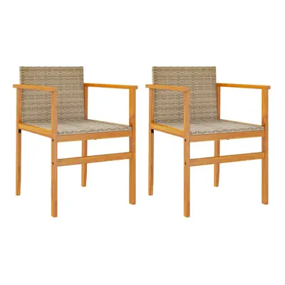 (beige, without pillow) vidaXL Garden Chairs with Cushions Outdoor Chair Poly Rattan and Solid W