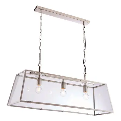 Ceiling Pendant Light Bright Nickel Plate & Clear Glass x 40W E27