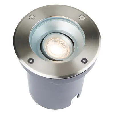 Recessed Outdoor IP67 Round Ground Light - 50W GU10 - Stainless Steel