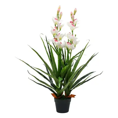 vidaXL Artificial Cymbidium Orchid Plant with Pot 100cm Green Fake Flora Decor