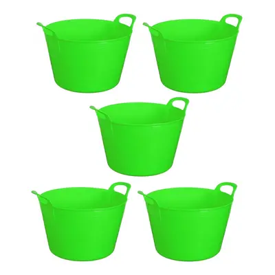 (Light Green Set Of 5) Plastic Litre Flexi Tub Storage Bucket