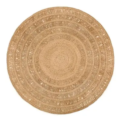 (180 cm) vidaXL Area Rug Hand-braided Jute Round Handmade Floor Mat Carpet Multi Sizes