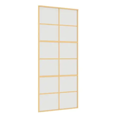 vidaXL Sliding Door Interior Barn Door Gold Frosted ESG Glass and Aluminium