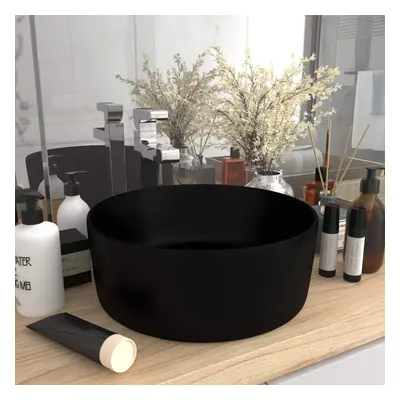 vidaXL Luxury Wash Basin Round Matt Black 40x15 cm Ceramic