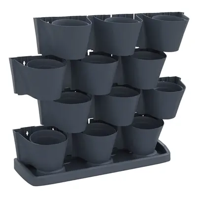 vidaXL 12x Vertical Garden Plant Set Anthracite Polypropylene Planter Stand