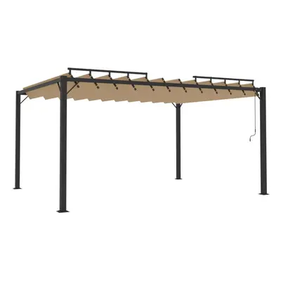 vidaXL Gazebo with Louvered Roof Taupe Fabric & Aluminium Patio Pavilion Set