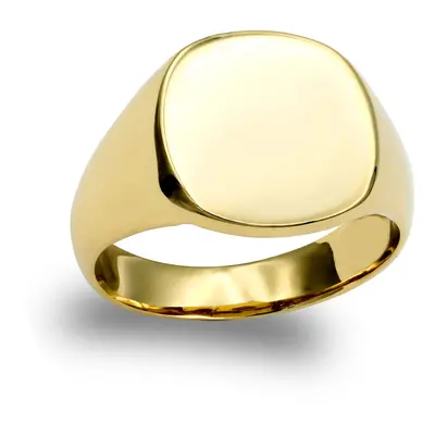 (W) Jewelco London Men's Solid 9ct Yellow Gold Square Cushion Signet Ring