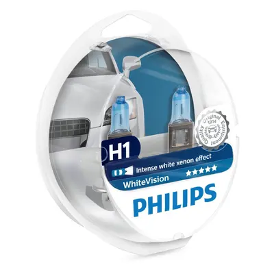 Philips WhiteVision Xenon Effect H1 Headlight Bulb 12258WHVSM, Twin Pack