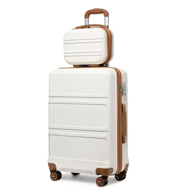 12+20 inch Cream Color ABS Wheel Suitcase Set With Vanity Case