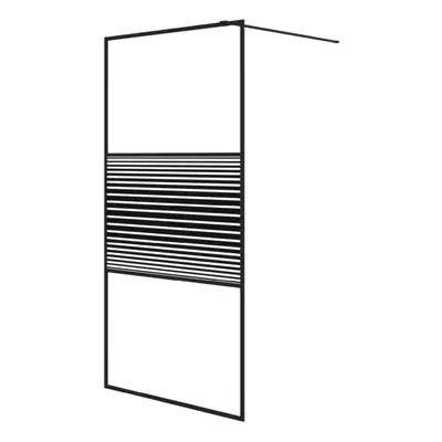 vidaXL Walk-in Shower Wall Black 100x195 cm Clear ESG Glass Shower Screen