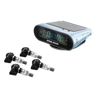 (Blue) TPMS Tire Pressure Monitoring System Solar Power Display Internal Sensors