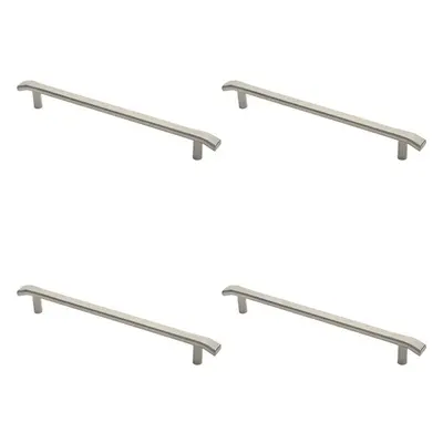 4x Flat Bar Pull Handle with Chamfered Edges 400mm Fixing Centres Satin Steel