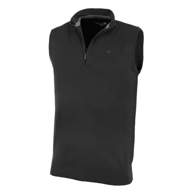 (L, Charcoal) Calvin Klein Golf Mens CK 1/4 Zip Sleeveless Sweater Vest