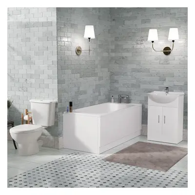 Senore Bathroom Suite 1700mm Vanity Unit WC Close Coupled Toilet Taps Waste