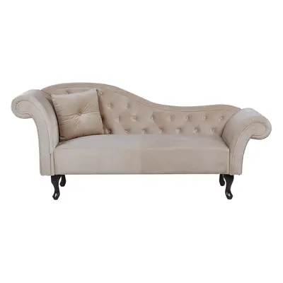 Left Hand Chaise Lounge Velvet Beige LATTES