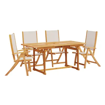 (grey, piece/rectangular) vidaXL Garden Dining Set Piece Table & Chair Solid Wood Acacia and Tex