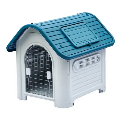 (Blue, With door) Pet House Kennel Outdoor For Dog Four Seasons Universal Waterproof Plastic