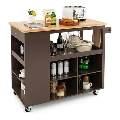 Versatile Kitchen Trolley Island Serving Cart w/ Adjustable Shelves