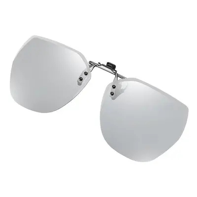 (Light Grey) Sunglasses Clip On Driving Flip Up Polarized Fishing Camping Travel