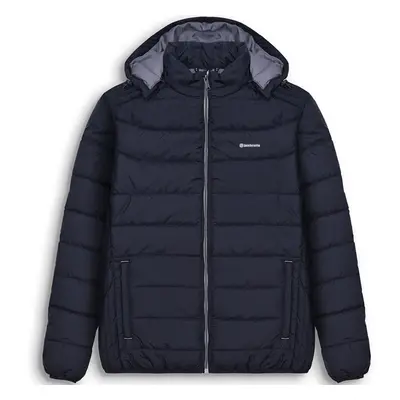 (S, Navy) Lambretta Mens Padded Hooded Outdoor Warm Winter Padded Puffer Jacket - Navy