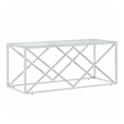 vidaXL Coffee Table Tea End Table Sofa Side Table Stainless Steel and Glass