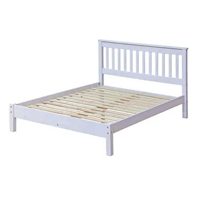 Corona White Double 4ft Slatted Low End Bedstead Bed Frame With Slats Mexican