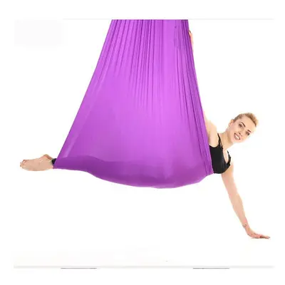 (Purple) Aerial Yoga Hammock Premium Silk Swing Antigravity Belts