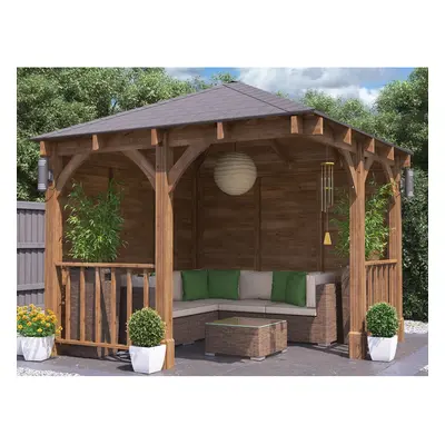 Dunster House Corner Gazebo Wooden Garden Shelter 3m x 3m Leviathan