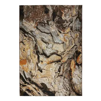 (Bark - Brown, 200x285 cm) 3D Wood Pebbles Brick Bark Pattern Brown Grey Modern Outdoor Indoor A