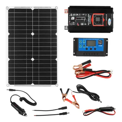 (Black, 50A) 6000W AC Modified Sine Wave Inverter 20W 12V~220V Solar Panel Kit Battery Charger f