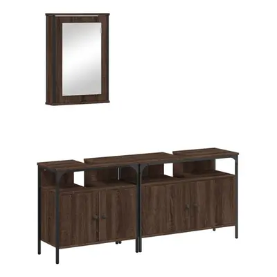 (brown oak) vidaXL Bathroom Furniture Set Piece Storage Sink Cabinet Engineered Wood